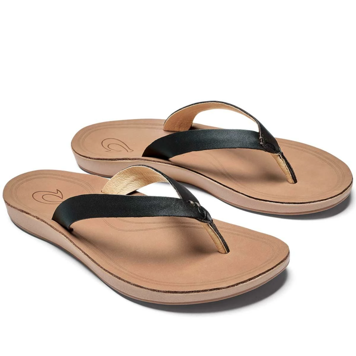 Olukai Nonohe Women's Leather Sandals-Black/Gold Sand 2 Olukai Nonohe Women's Leather Sandals-Black/Gold Sand - Image 2