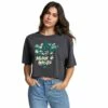 RVCA Flower Bunch Women's Cropped Short Sleeve T-Shirt-Medium-Black