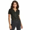 RVCA Retreat Women's Short Sleeve Top-Medium-Washed Black