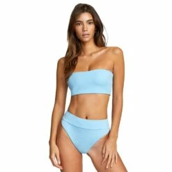 RVCA Solid Bandeau Bikini Top-Large-Blue Sky