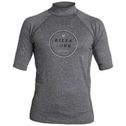 Billabong Rotor Performance Fit Short Sleeve Rashguard-Medium-Heather Grey