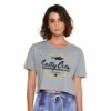 Salty Crew Scripted Short Sleeve Crop Top-Medium-Athletic Heather