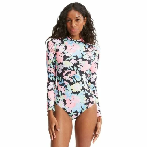 Billabong Feelin Tropical Mock Neck Long Sleeve Swimsuit-Multi -Deals BC Surf Store 36486 MUL l