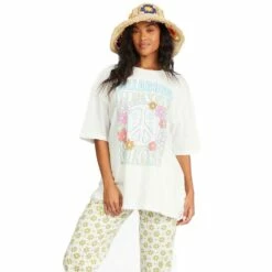 Billabong Peace And Love Boyfriend Short Sleeve T-Shirt-Large-Salt Crystal