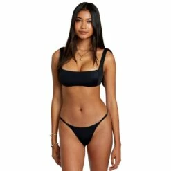 RVCA Solid Square Bralette Bikini Top-Black