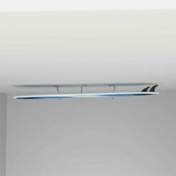 Horizontal Flush Mount Acrylic Surfboard Wall Rack, 3" Off Wall, Clear