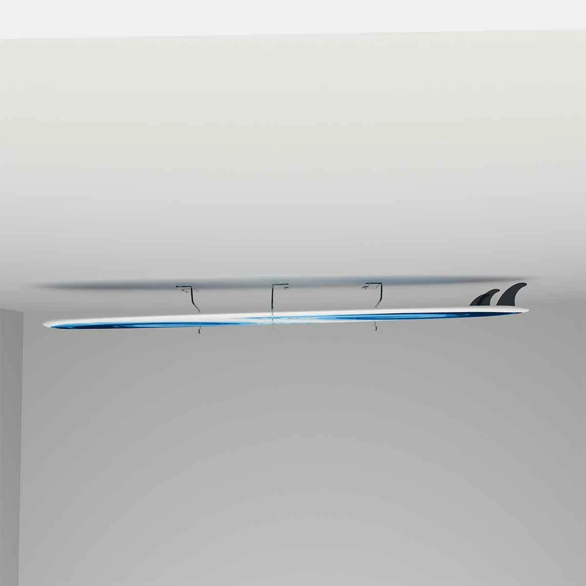 Horizontal Flush Mount Acrylic Surfboard Wall Rack, 3" Off Wall, Clear 1 Horizontal Flush Mount Acrylic Surfboard Wall Rack, 3" Off Wall, Clear