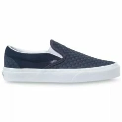 Vans Classic Slip On Skateboard Shoes, India Ink/True White Mini Check