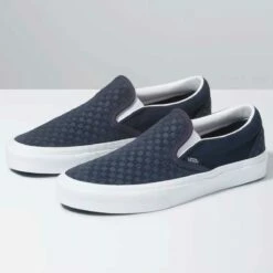 Vans Classic Slip On Skateboard Shoes, India Ink/True White Mini Check -Deals BC Surf Store VN0A4BV31GY 2