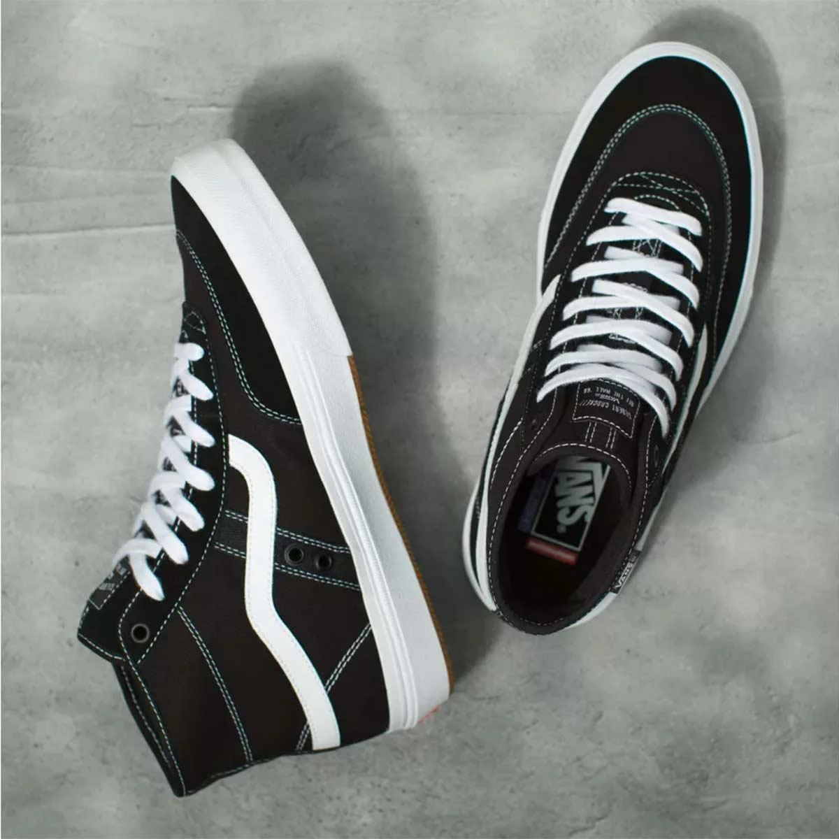 Vans Crockett High Skate Shoes, Black/White 2 Vans Crockett High Skate Shoes, Black/White - Image 2